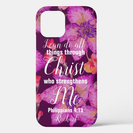 Persoonlijke Filippijnen 4:13 Bijbelse Floral Case-Mate iPhone Case (Achterkant)