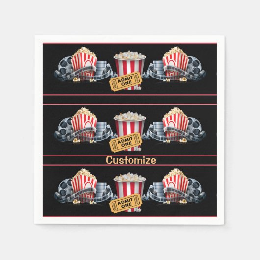 Persoonlijke film Night Popcorn Napkins Servet (Voorkant)