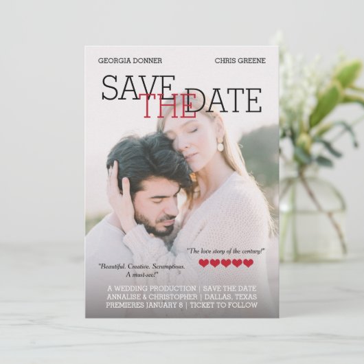 Persoonlijke film Poster rood harten opslaan Datum Save The Date (Staand voorkant)