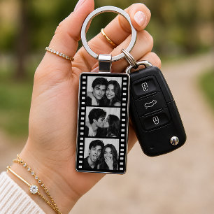 Persoonlijke filmsnip-foto-sleutelhanger voor kopp sleutelhanger
