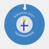 Persoonlijke Finse engel Hanukkah-vlag Metalen Ornament (Voorkant)