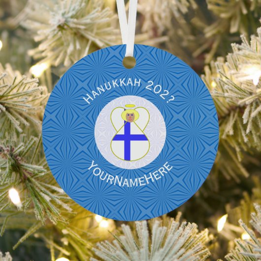 Persoonlijke Finse engel Hanukkah-vlag Metalen Ornament (Insitu)