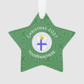 Persoonlijke Finse engel kerst vlag Ornament (voorkant)