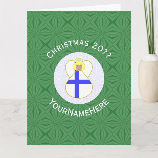 Persoonlijke Finse engel kerst vlaggen Kaart (Voorkant)