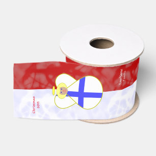 Persoonlijke Finse engelenvlag rood wit Grosgrain Lint