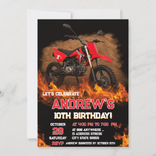 Persoonlijke Fire Motocross Dirt Bike Verjaardagsf Kaart