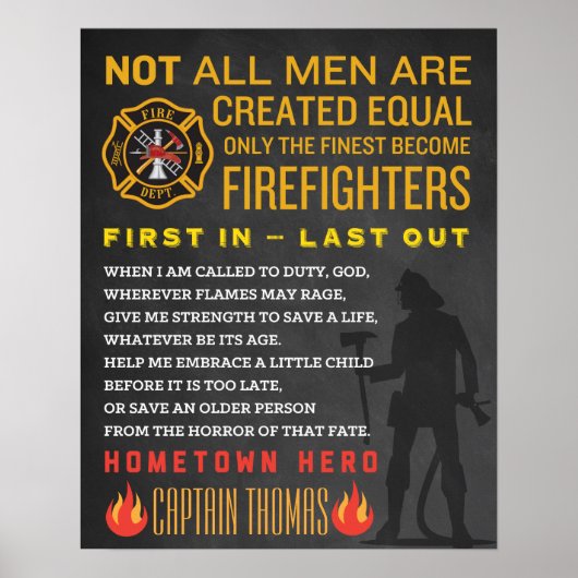 Persoonlijke Fireman Gift. Brandweerbord. EMT Poster (Voorkant)