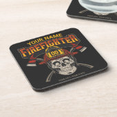Persoonlijke Fireman Skull Helmet Ax Firefighter Bier Onderzetter (Linkerzijde)