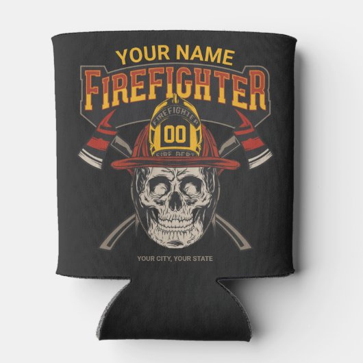 Persoonlijke Fireman Skull Helmet Ax Firefighter Blikjeskoeler (Achterkant)