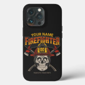 Persoonlijke Fireman Skull Helmet Ax Firefighter Case-Mate iPhone Case (Achterkant)