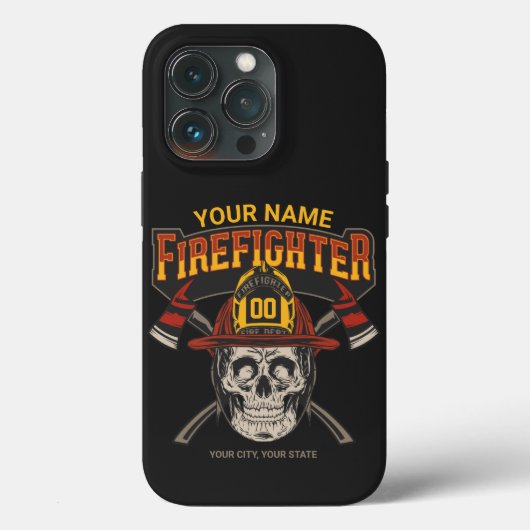 Persoonlijke Fireman Skull Helmet Ax Firefighter Case-Mate iPhone Case (Achterkant)