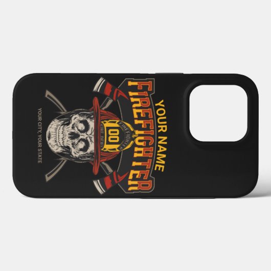 Persoonlijke Fireman Skull Helmet Ax Firefighter Case-Mate iPhone Case (Achterkant (horizontaal))