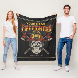 Persoonlijke Fireman Skull Helmet Ax Firefighter Fleece Deken