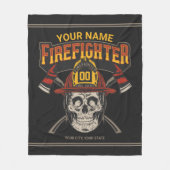 Persoonlijke Fireman Skull Helmet Ax Firefighter Fleece Deken (Voorkant)
