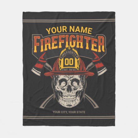 Persoonlijke Fireman Skull Helmet Ax Firefighter Fleece Deken (Voorkant)