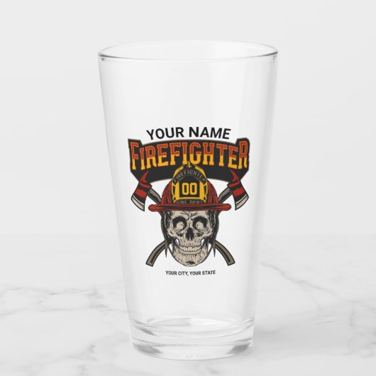 Persoonlijke Fireman Skull Helmet Ax Firefighter Glas (Voorkant)