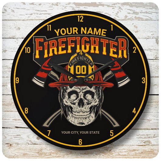 Persoonlijke Fireman Skull Helmet Ax Firefighter Grote Klok