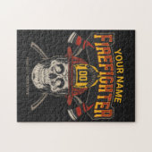 Persoonlijke Fireman Skull Helmet Ax Firefighter Legpuzzel (Horizontaal)