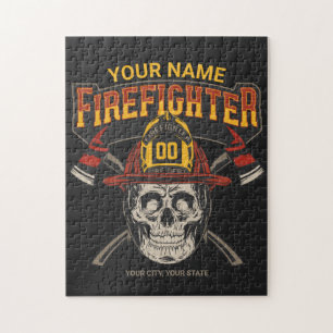 Persoonlijke Fireman Skull Helmet Ax Firefighter Legpuzzel