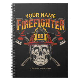 Persoonlijke Fireman Skull Helmet Ax Firefighter Notitieboek