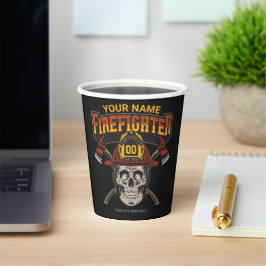 Persoonlijke Fireman Skull Helmet Ax Firefighter Papieren Bekers