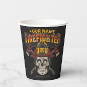 Persoonlijke Fireman Skull Helmet Ax Firefighter Papieren Bekers (Voorkant)