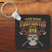 Persoonlijke Fireman Skull Helmet Ax Firefighter Sleutelhanger (Voorkant)