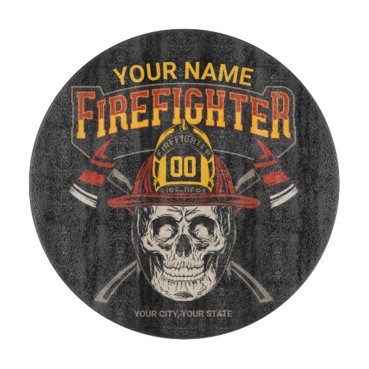 Persoonlijke Fireman Skull Helmet Ax Firefighter Snijplank (Voorkant)