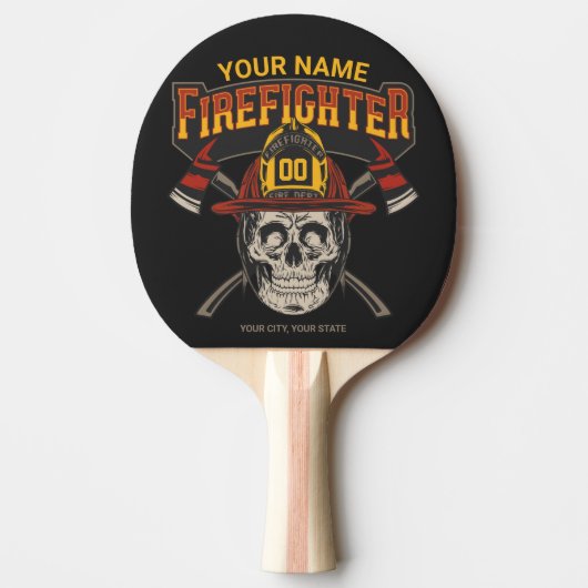 Persoonlijke Fireman Skull Helmet Ax Firefighter  Tafeltennisbatje (Voorkant)