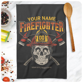 Persoonlijke Fireman Skull Helmet Ax Firefighter Theedoek