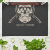 Persoonlijke Fireman Skull Helmet Ax Firefighter Theedoek (Gevouwen)