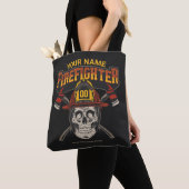 Persoonlijke Fireman Skull Helmet Ax Firefighter Tote Bag (Dichtbij)