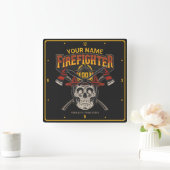 Persoonlijke Fireman Skull Helmet Ax Firefighter Vierkante Klok (Huis)