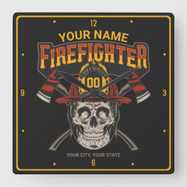 Persoonlijke Fireman Skull Helmet Ax Firefighter Vierkante Klok