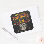 Persoonlijke Fireman Skull Helmet Ax Firefighter Vierkante Sticker (Envelop)