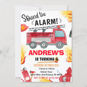 Persoonlijke Firetruck Verjaardagsfeestje voor jon Kaart