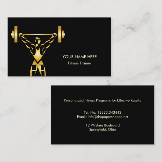 Persoonlijke fitness coach visitekaartje (Voorkant / Achterkant)