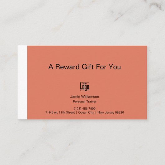 Persoonlijke Fitness Trainer Beloning Cadeaubon Klantenkaartje (Voorkant)