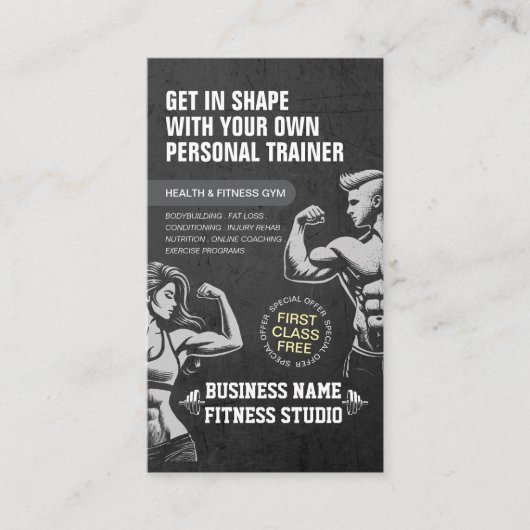 Persoonlijke Fitness Trainer Bodybuilding Gym Dumb Visitekaartje (Voorkant)