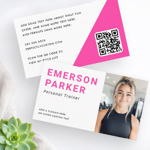 Persoonlijke fitnesscoach foto hete roze visitekaartje
