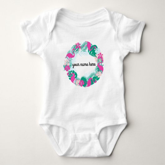 Persoonlijke Flamingo Baby Bodysuit (Voorkant)