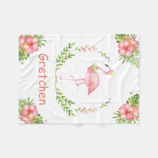 Persoonlijke Flamingo Children's Fleece Blanket Deken (Voorkant (Horizontaal))