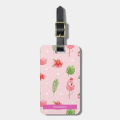 Persoonlijke Flamingo Flair & Monstera Bagagelabel (Voorkant verticaal)