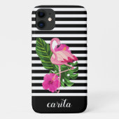 Persoonlijke Flamingo Striped iPhone Case (Achterkant)