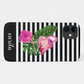 Persoonlijke Flamingo Striped iPhone Case (Achterkant (horizontaal))