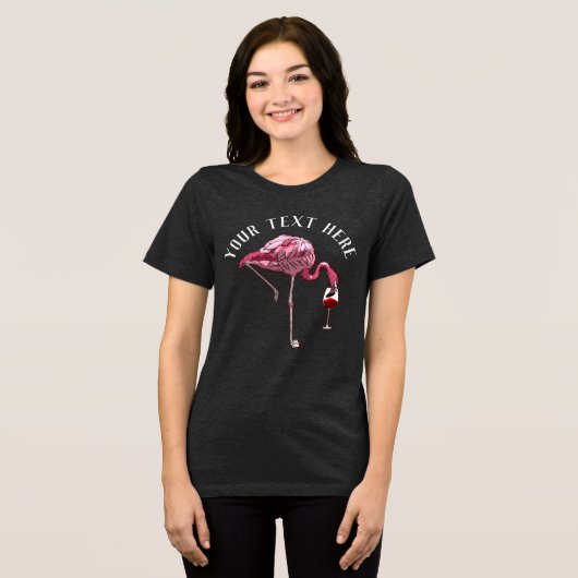 Persoonlijke Flamingo Wijn Drinker Nieuwigheid Tri-Blend Shirt (Voorkant volledig)