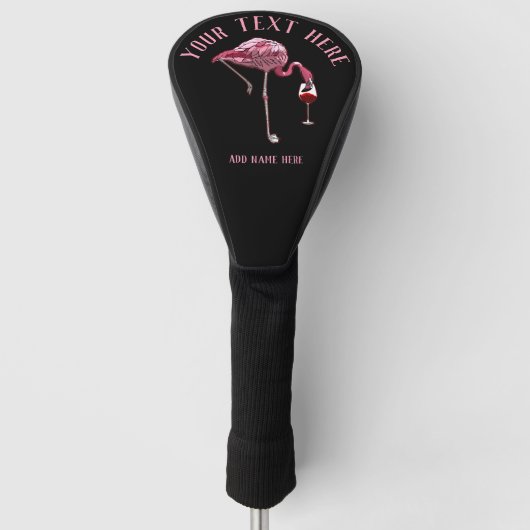 Persoonlijke Flamingo Wijn Drinker Sportieve Cadea Golfheadcover (Voorkant)