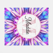 Persoonlijke fleece deken met monogram bloem (Voorkant (Horizontaal))