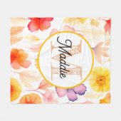 Persoonlijke fleece deken met monogram bloem (Voorkant (Horizontaal))