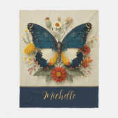 Persoonlijke fleece deken vlinder bloemen (Voorkant)